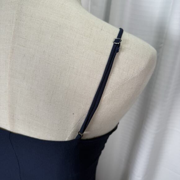 Reformation Pyper Dress Navy Blue Women's Size 4 Spaghetti Straps Maxi Gown Slit - Picture 5 of 13